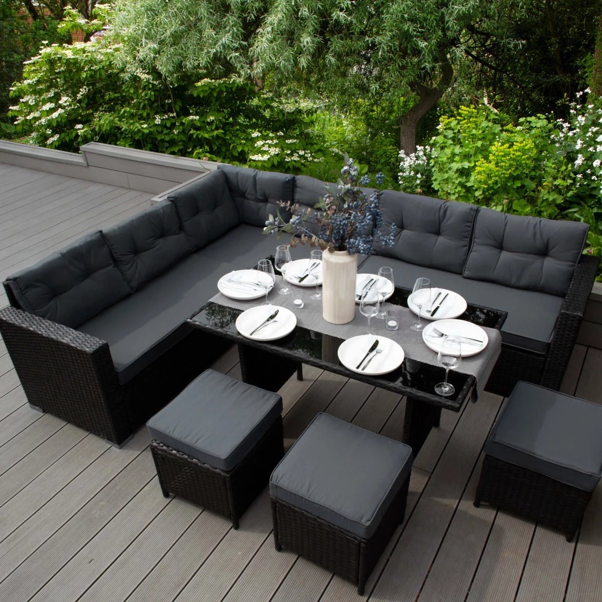 Monster Shop Rattan Corner Set - Black -