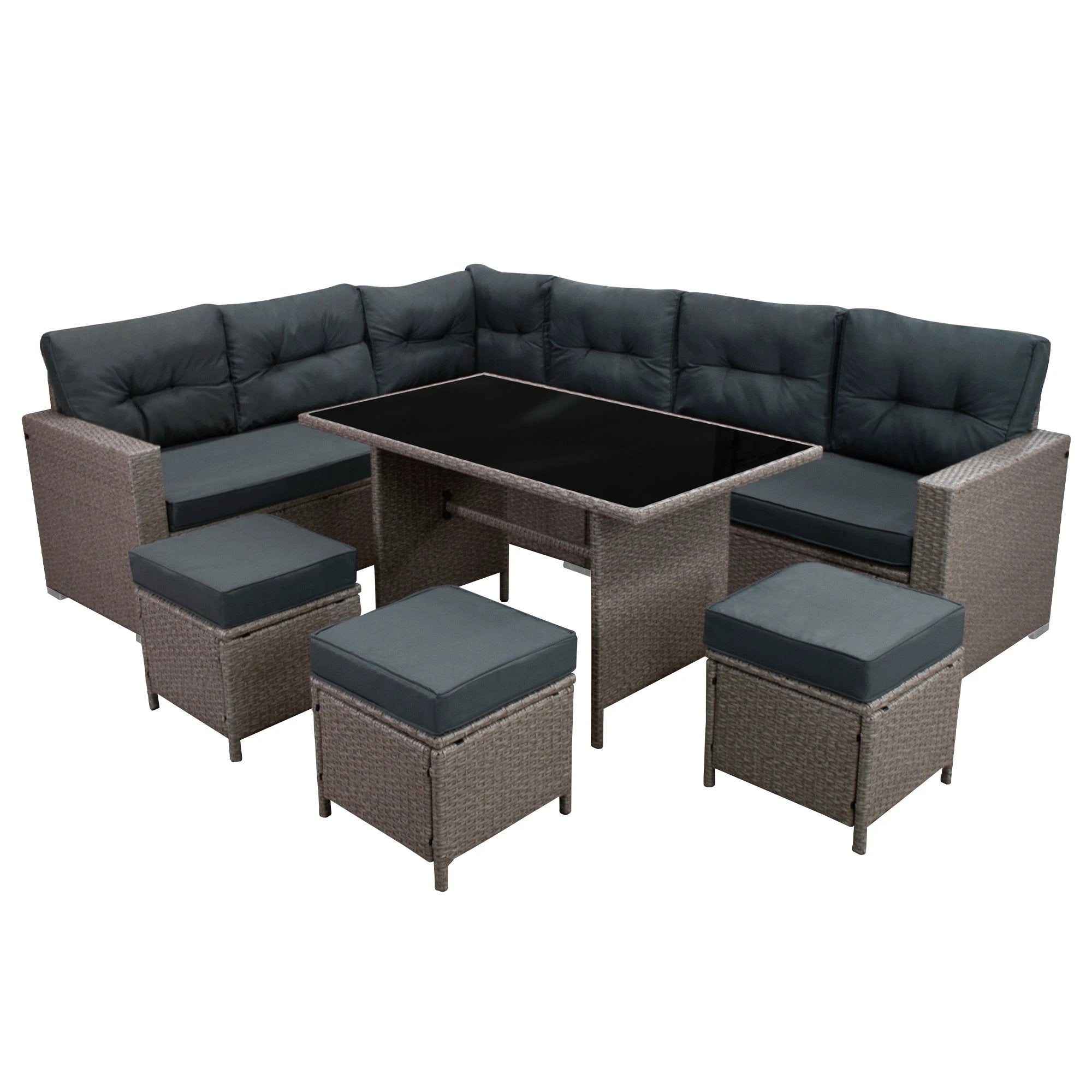 Monster Shop Rattan Corner Set - Grey -