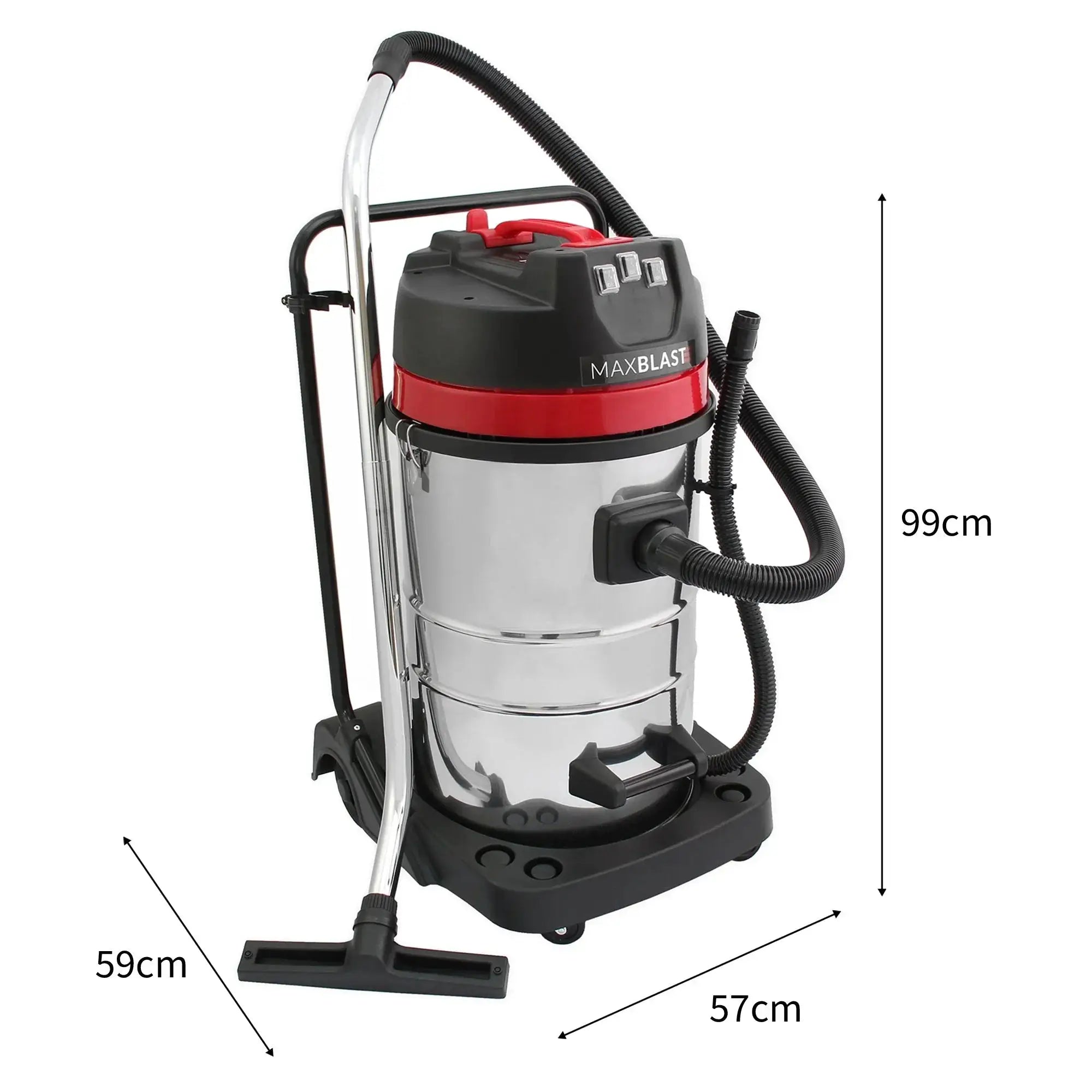 Monster Shop 80L Industrial Vacuum, 5 Attachments & 3 Hoover Bags -