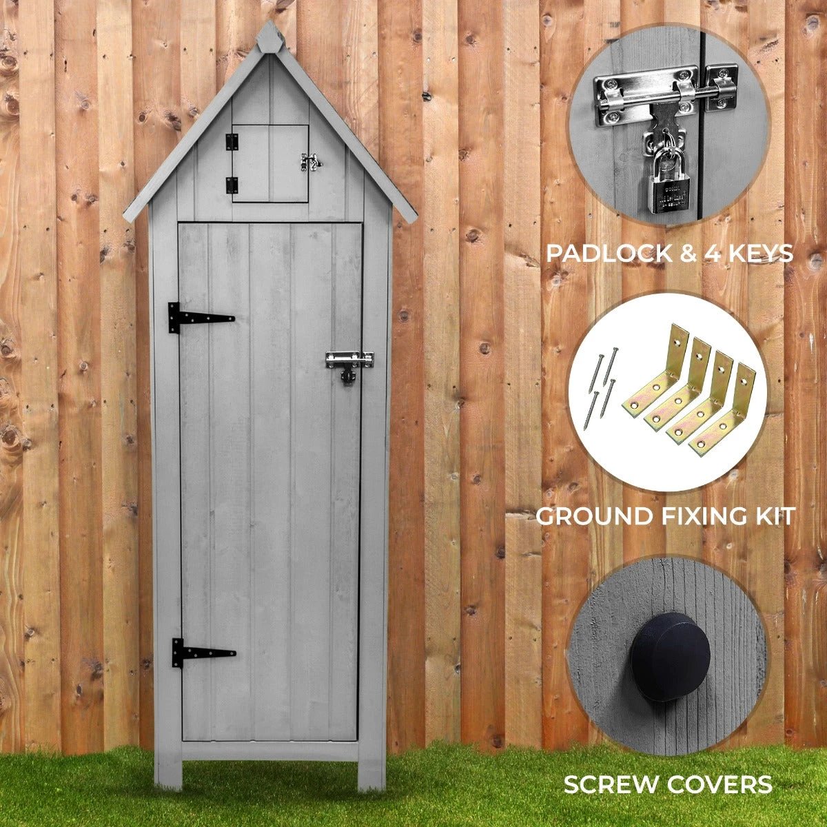 Monster Shop Wooden Garden Shed – Light Grey -