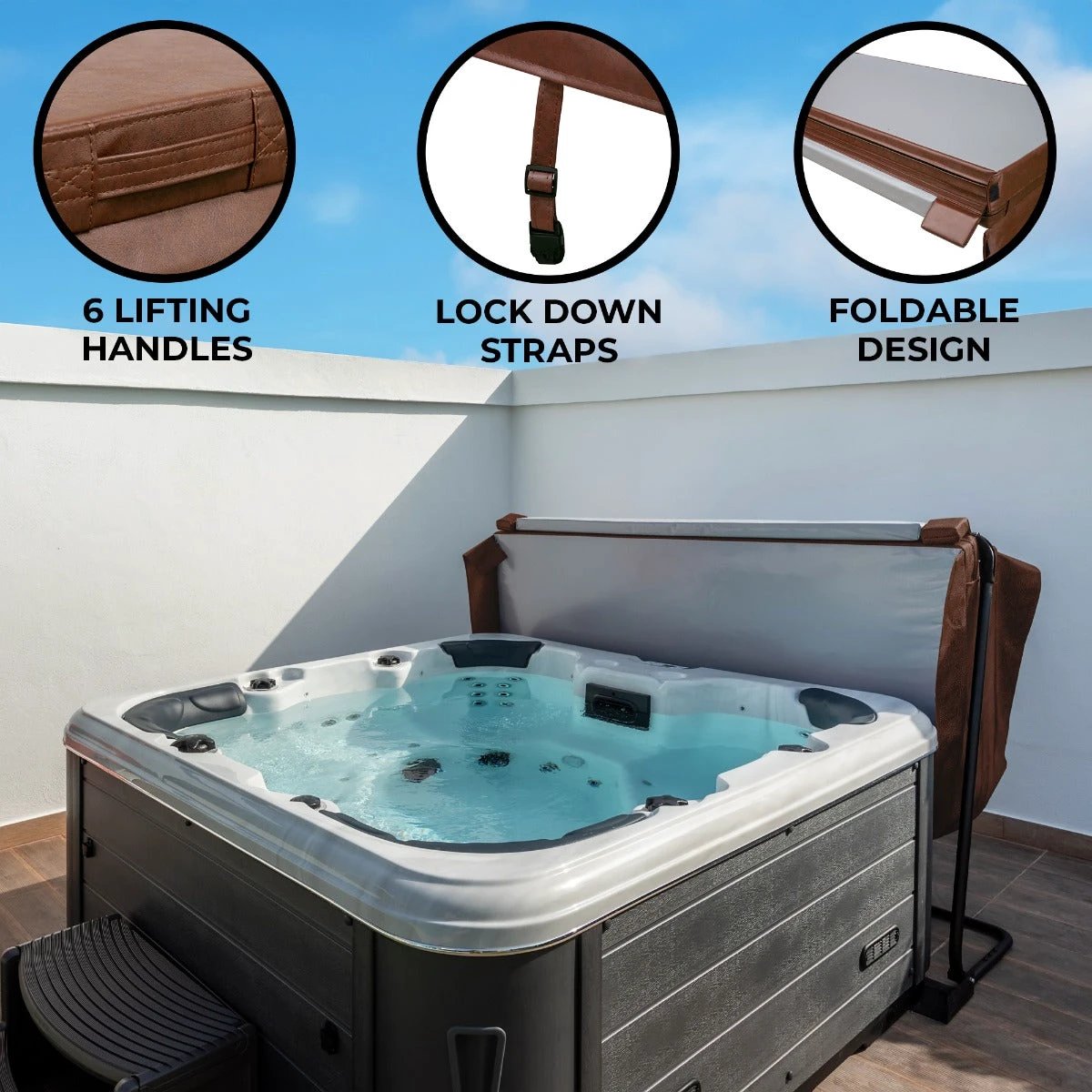 Monster Shop 2.1m Hot Tub Spa Cover – Brown -