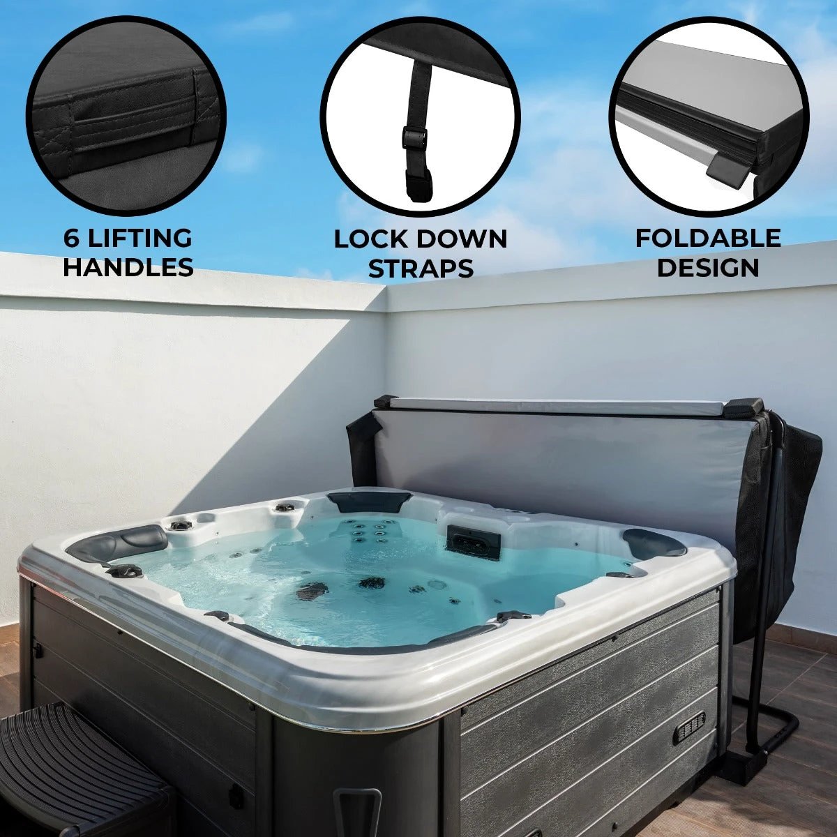 2.2m Hot Tub Spa Cover – Black by Monster Shop