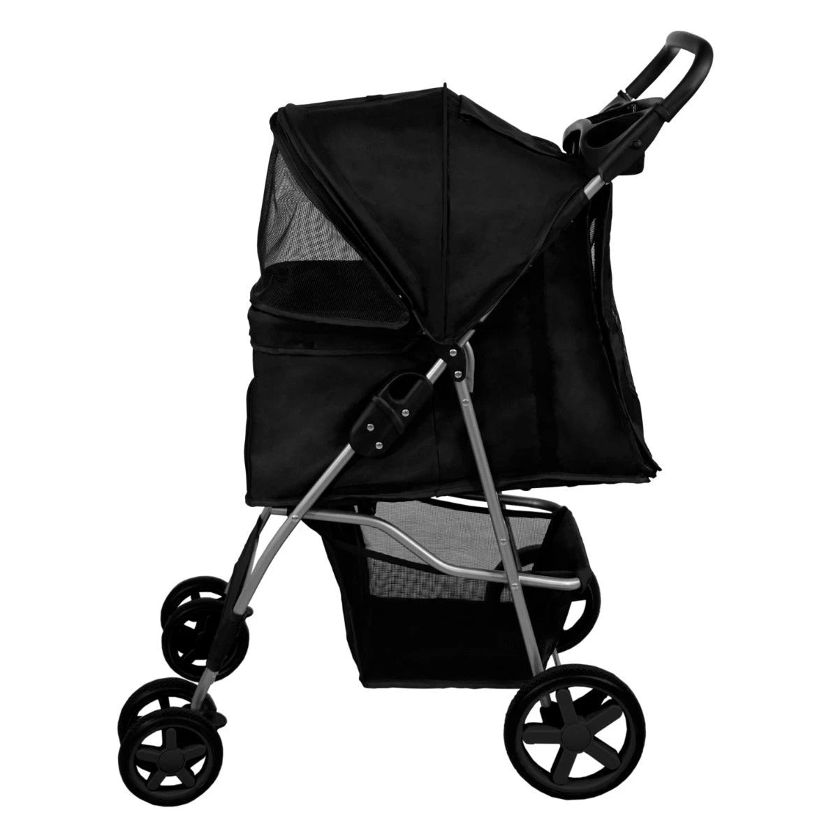 Monster Shop Pet Stroller with Rain Cover – Black -