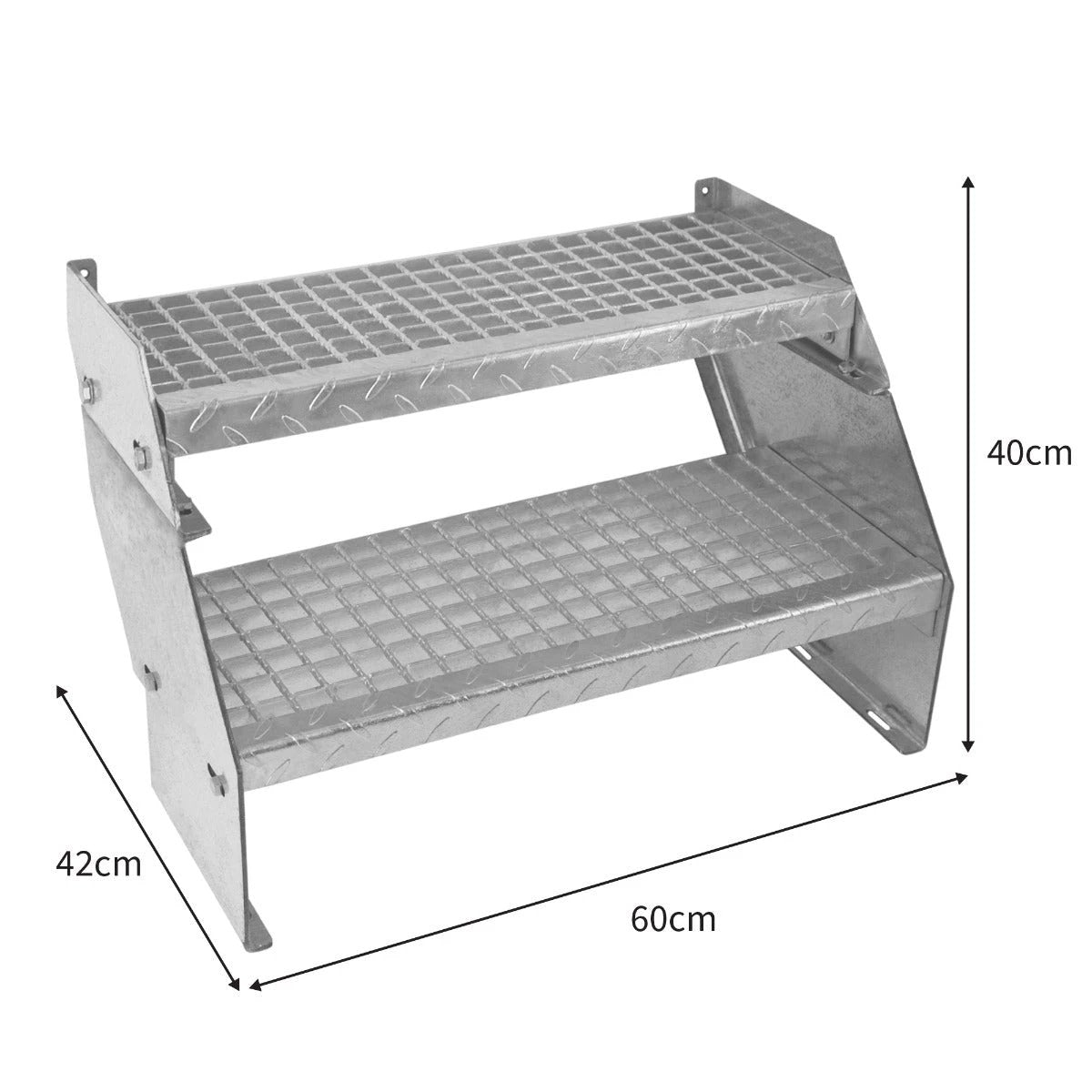 Monster Shop Adjustable 2 Section Galvanised Staircase - 600mm Wide -