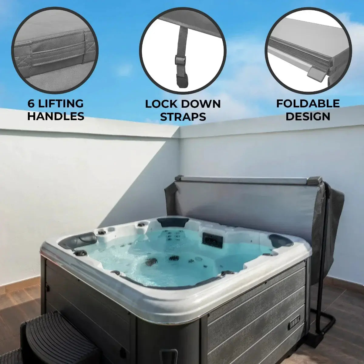 Monster Shop 2m Hot Tub Spa Cover - Grey -