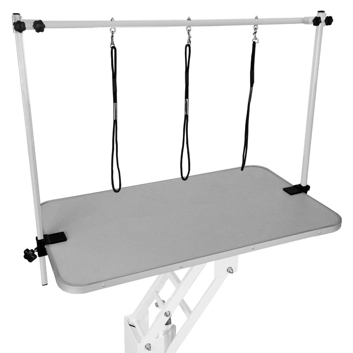 White Hydraulic Grooming Table - Grey Table Top by Monster Shop