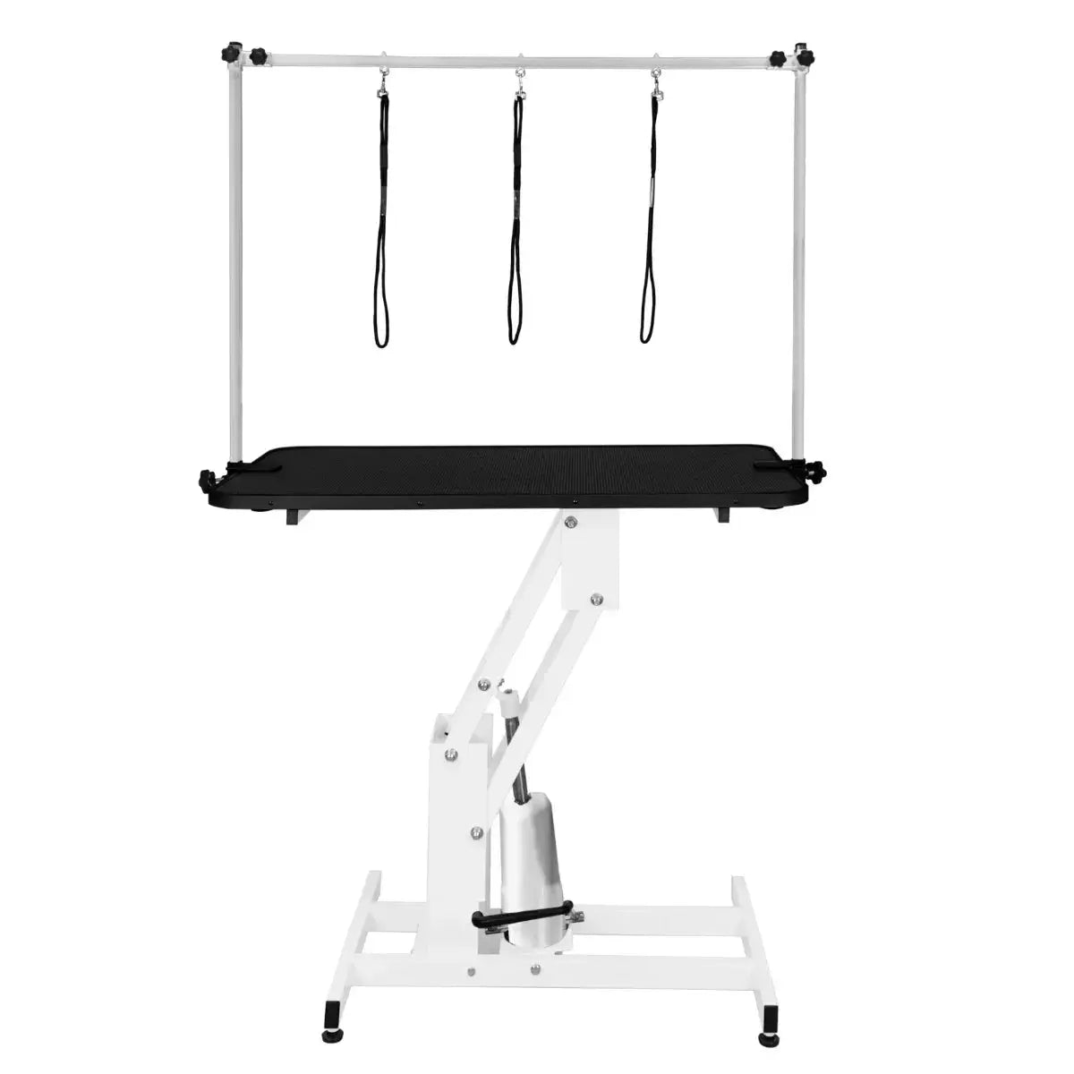 Monster Shop White Hydraulic Grooming Table - Black Table Top -