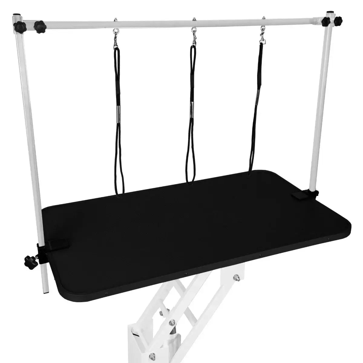 Monster Shop White Hydraulic Grooming Table - Black Table Top -