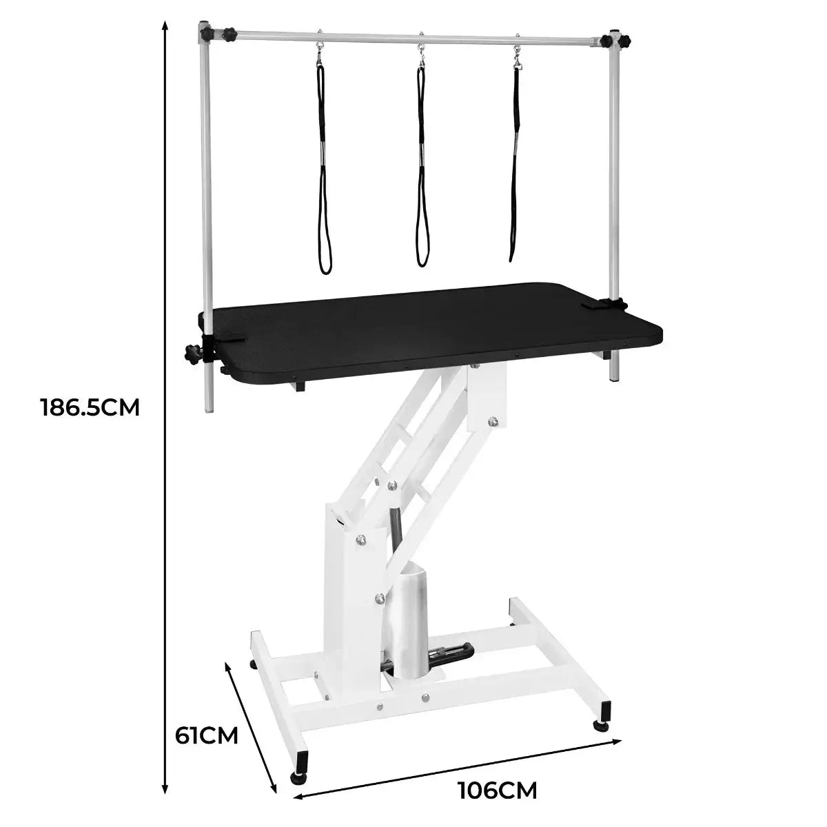 Monster Shop White Hydraulic Grooming Table - Black Table Top -
