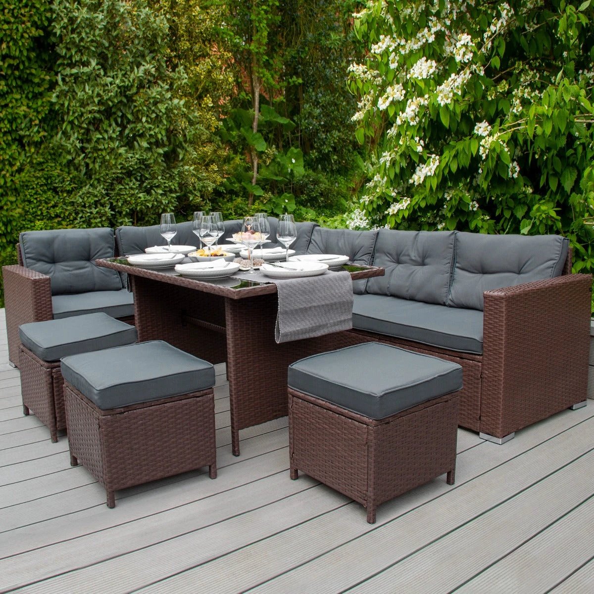 Monster Shop Rattan Corner Set & Storage Box - Brown -