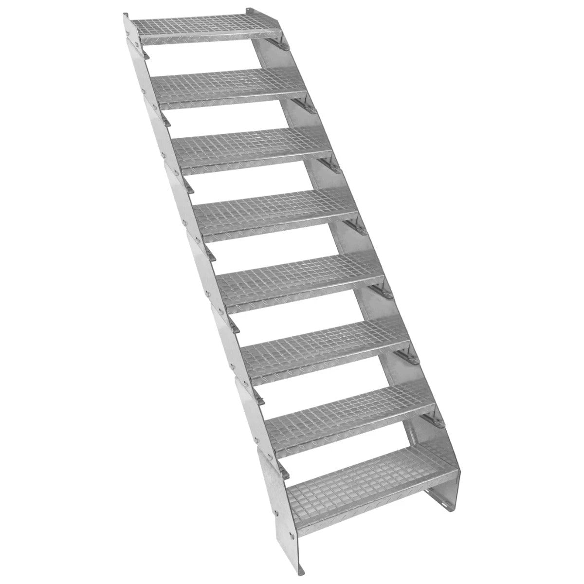 Monster Shop Adjustable 8 Section Galvanised Staircase - 600mm Wide -