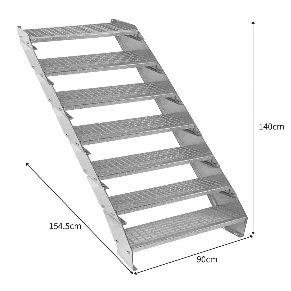 Monster Shop Adjustable 7 Section Galvanised Staircase - 900mm Wide -