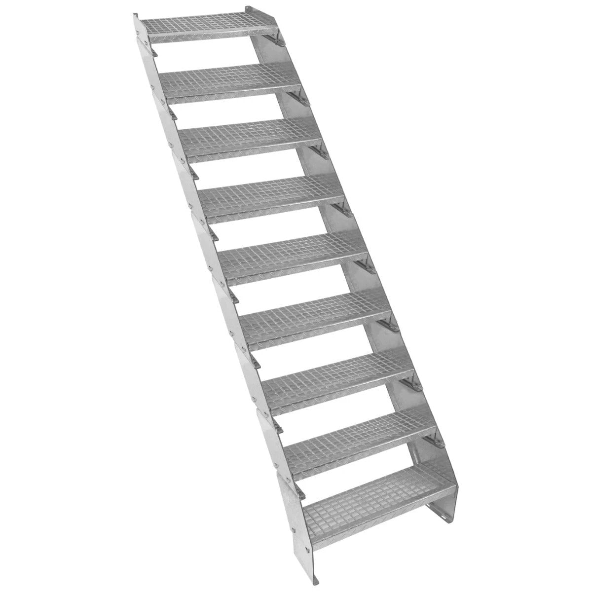 Adjustable 9 Section Galvanised Staircase - 600mm Wide by Monster Shop