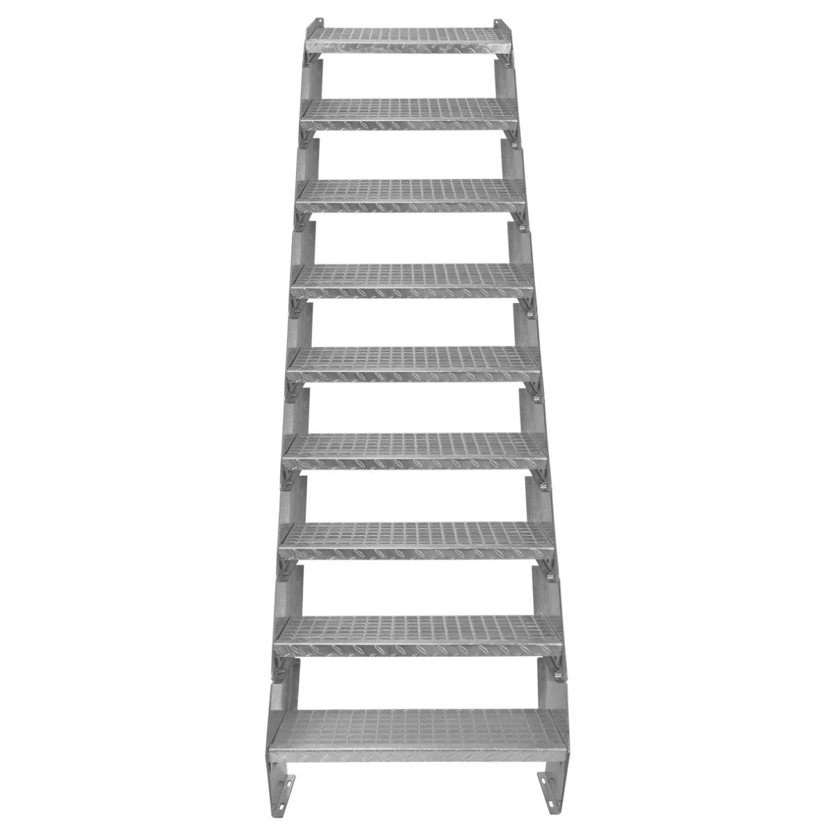 Monster Shop Adjustable 9 Section Galvanised Staircase - 600mm Wide -