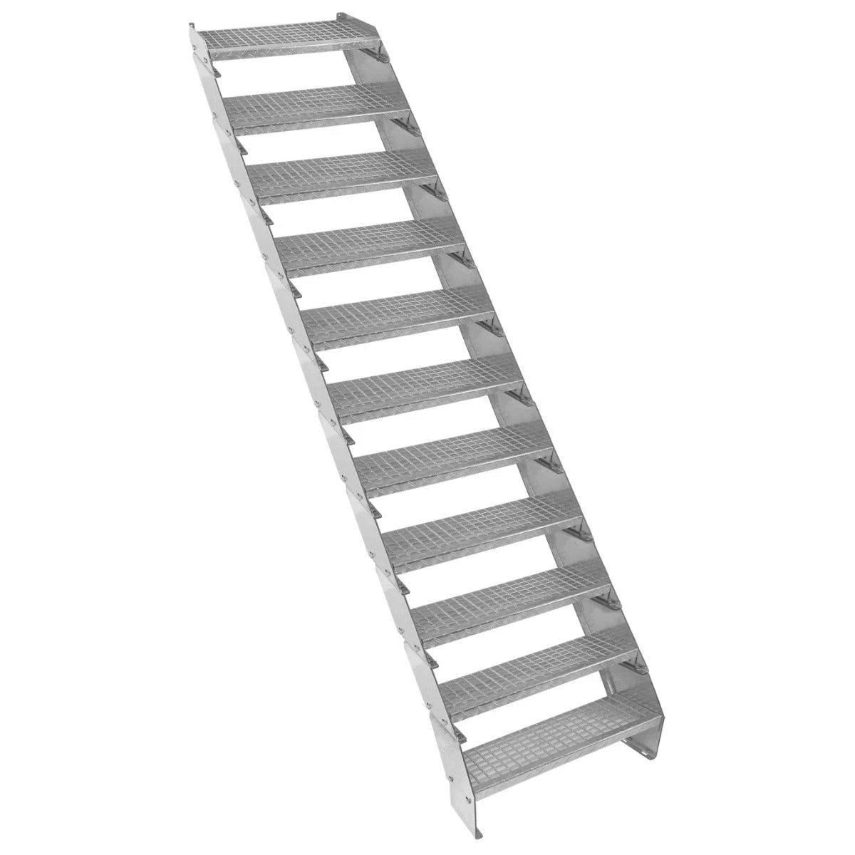 Monster Shop Adjustable 11 Section Galvanised Staircase - 600mm Wide -