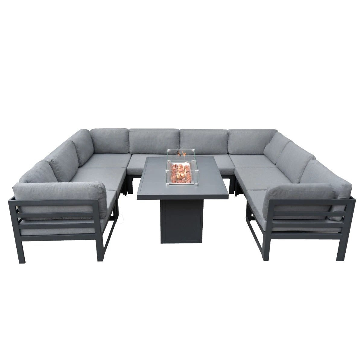 Modular Garden Furniture Set With Fire Pit - Anthracite Grey by Monster Shop