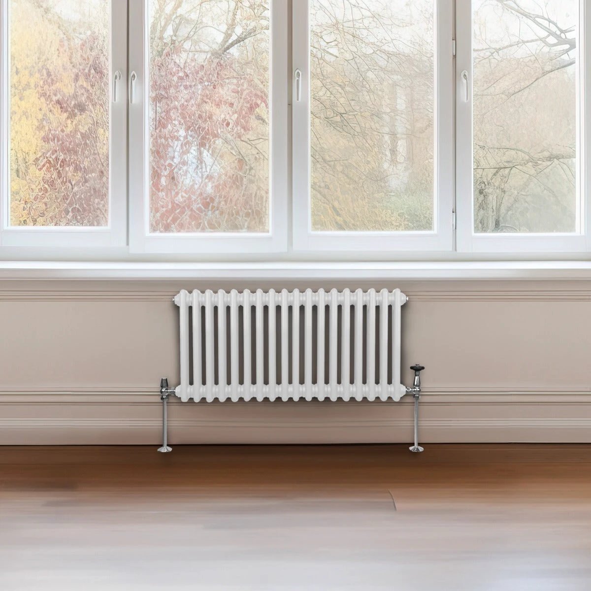 Monster Shop Premium Traditional Radiator 300x832mm White Two Column Durable Steel Ideal For Living Rooms - Radiator