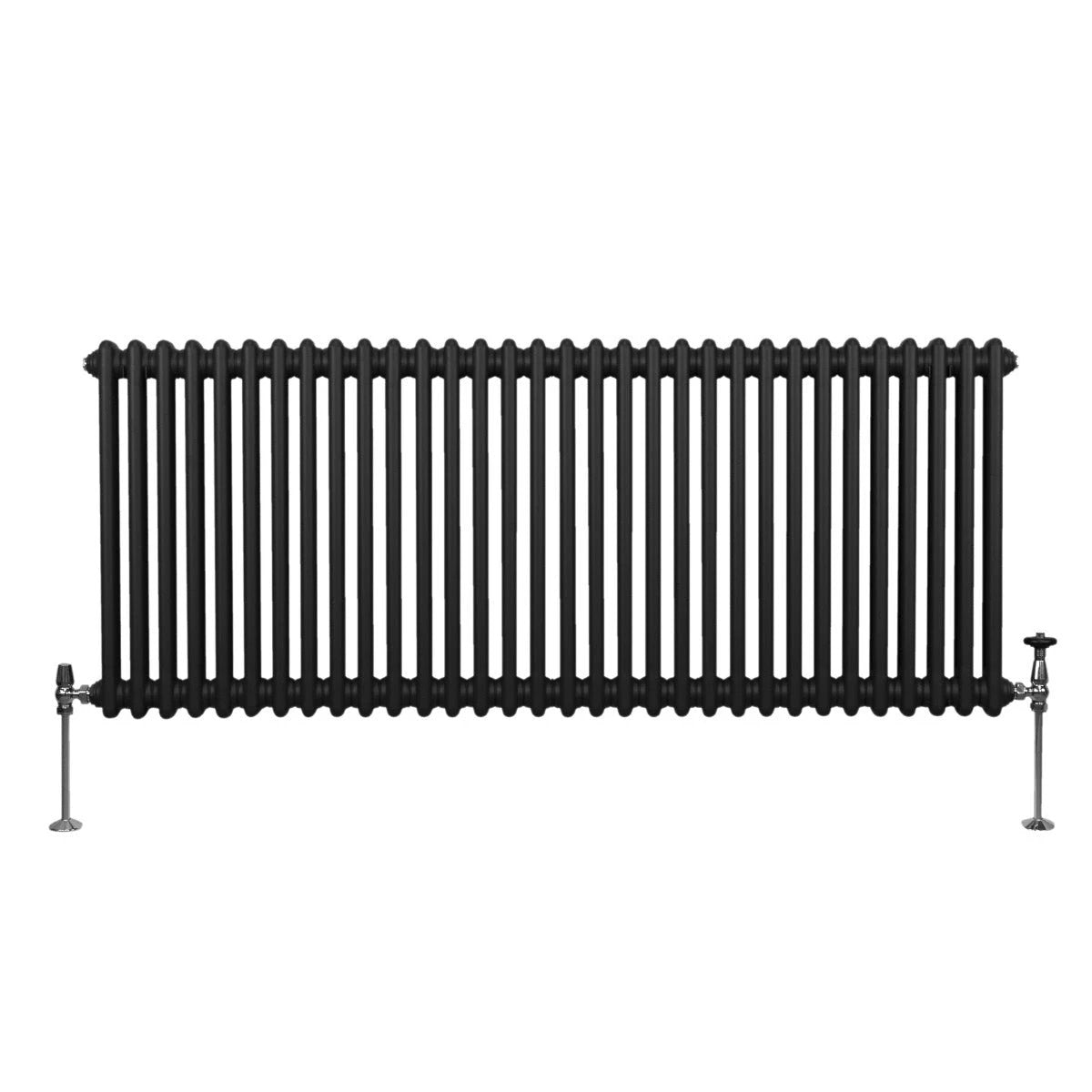Monster Shop Premium Traditional TwoColumn Radiator 600x1462mm Black Carbon Steel Build For Homes With Efficient Heating And Style - Radiator