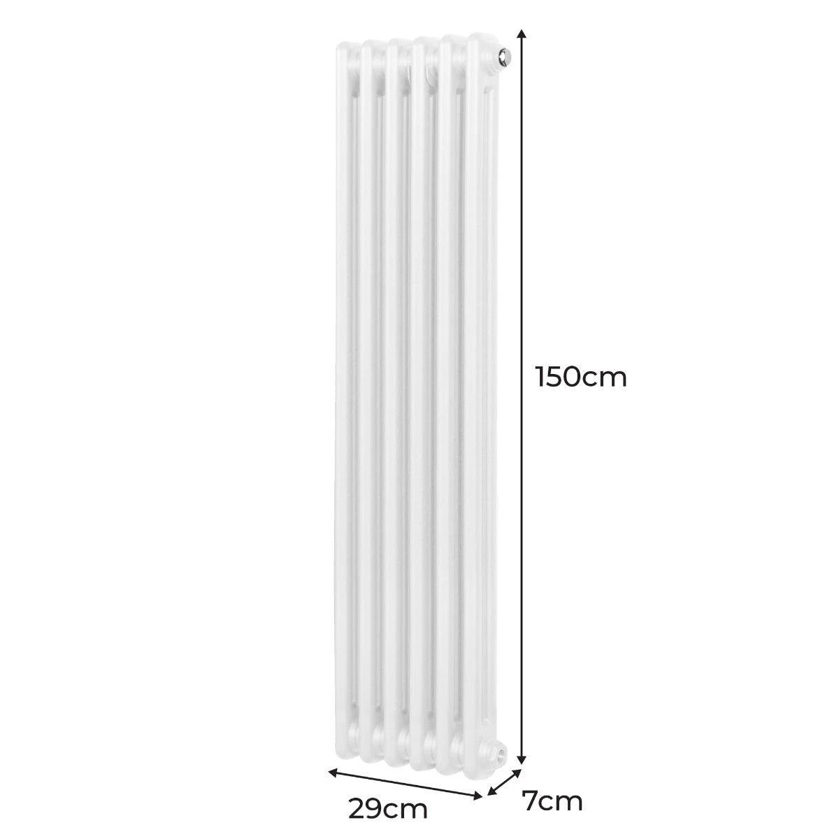 Monster Shop Traditional Two Column Radiator 1500x292mm White Carbon Steel High Efficiency Home Heating - Radiator