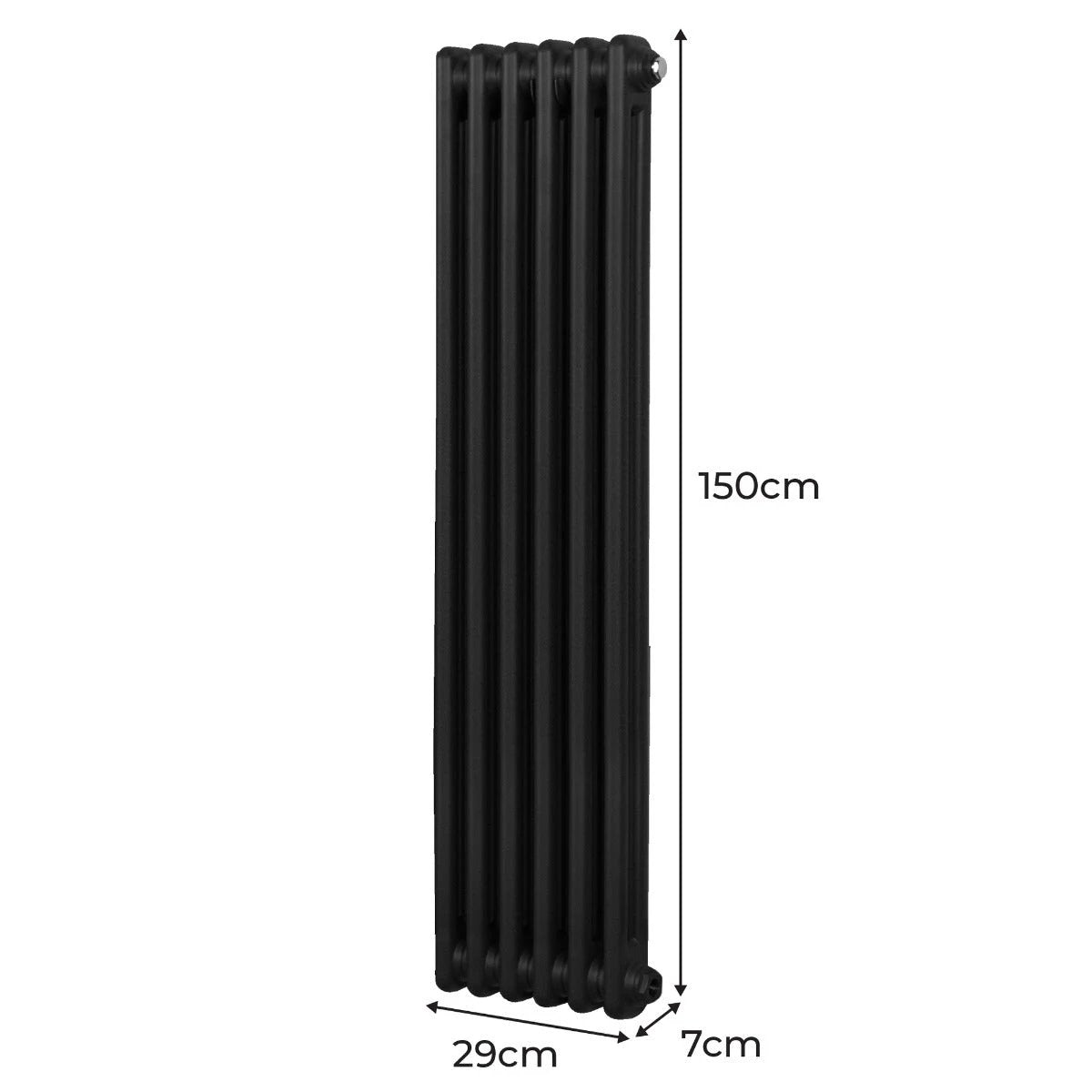 Monster Shop Premium Traditional Two Column Radiator 1500x292mm Black For Efficient Home Heating And Comfort - Radiator