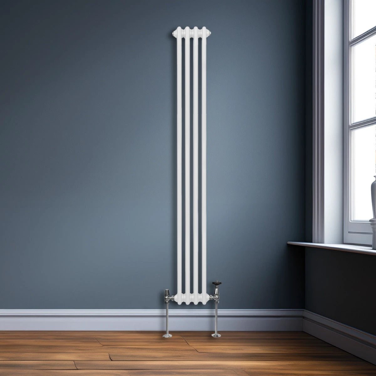 Monster Shop Traditional 2 Column Radiator 1800x202mm White Finish For Home Heating Efficiency - Radiator