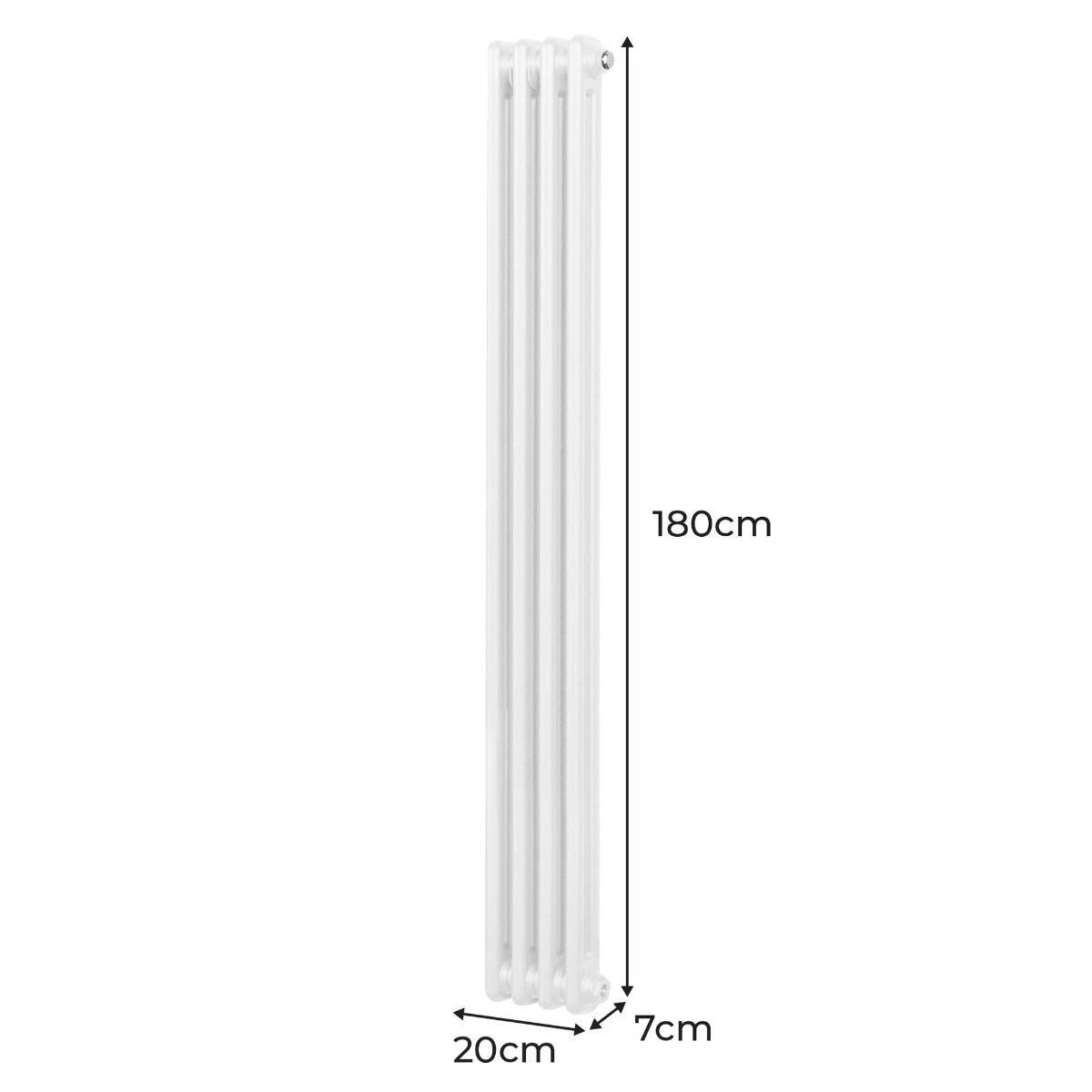 Monster Shop Traditional 2 Column Radiator 1800x202mm White Finish For Home Heating Efficiency - Radiator