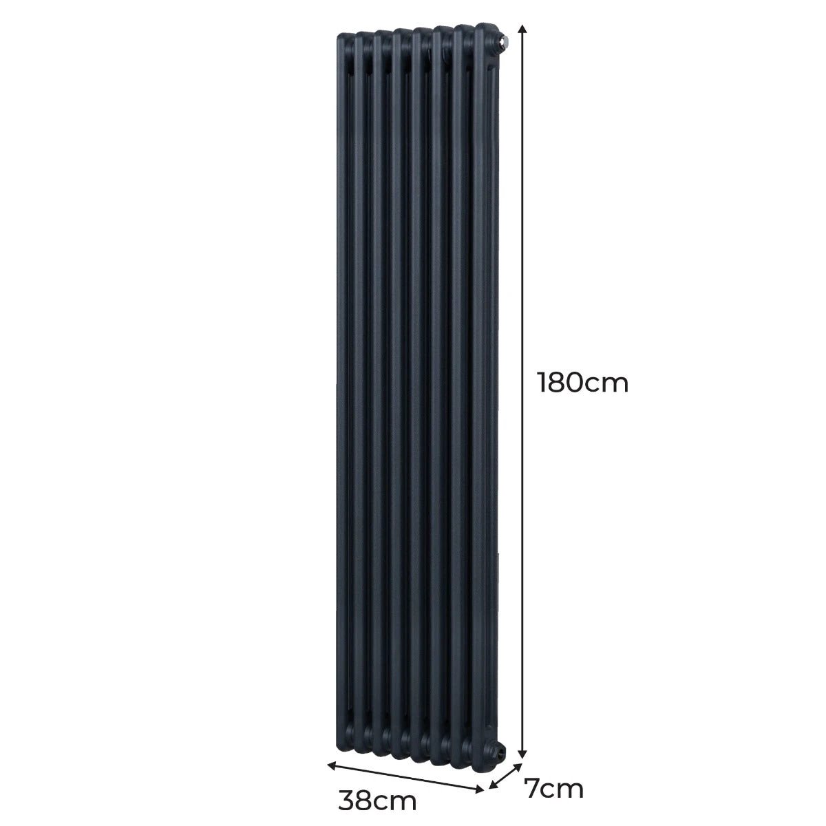 Traditional Radiator 1800 x 382mm Two Column Anthracite Carbon Steel 1.5mm Home Heating by Monster Shop