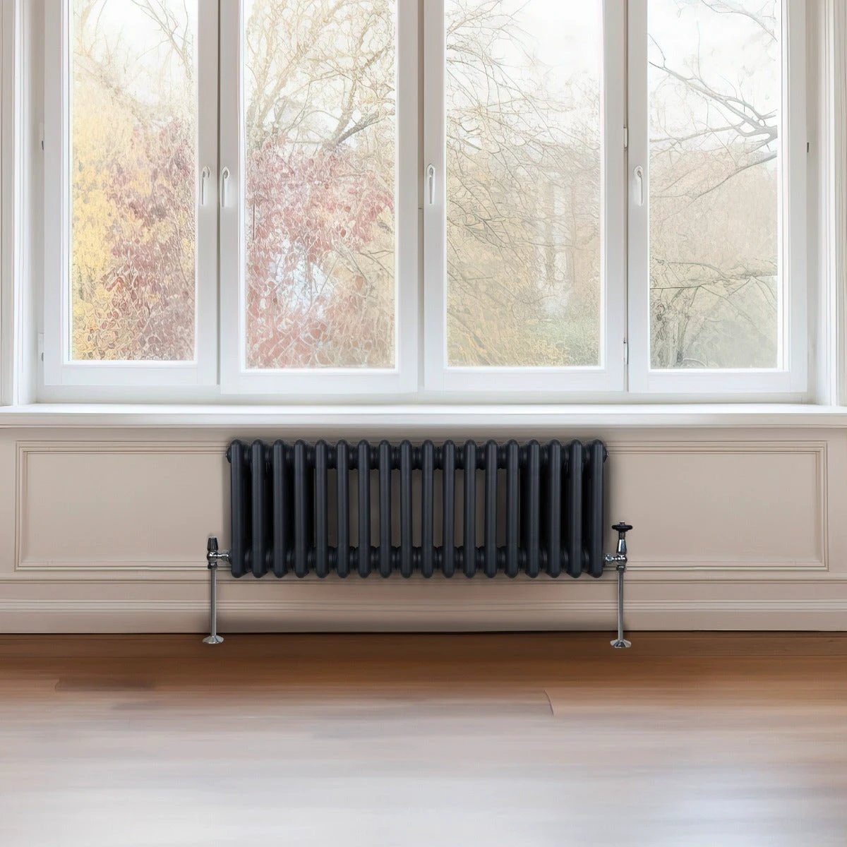 Monster Shop Premium Traditional Three Column Radiator 300x832mm Anthracite Grey For Home Heating - Radiator