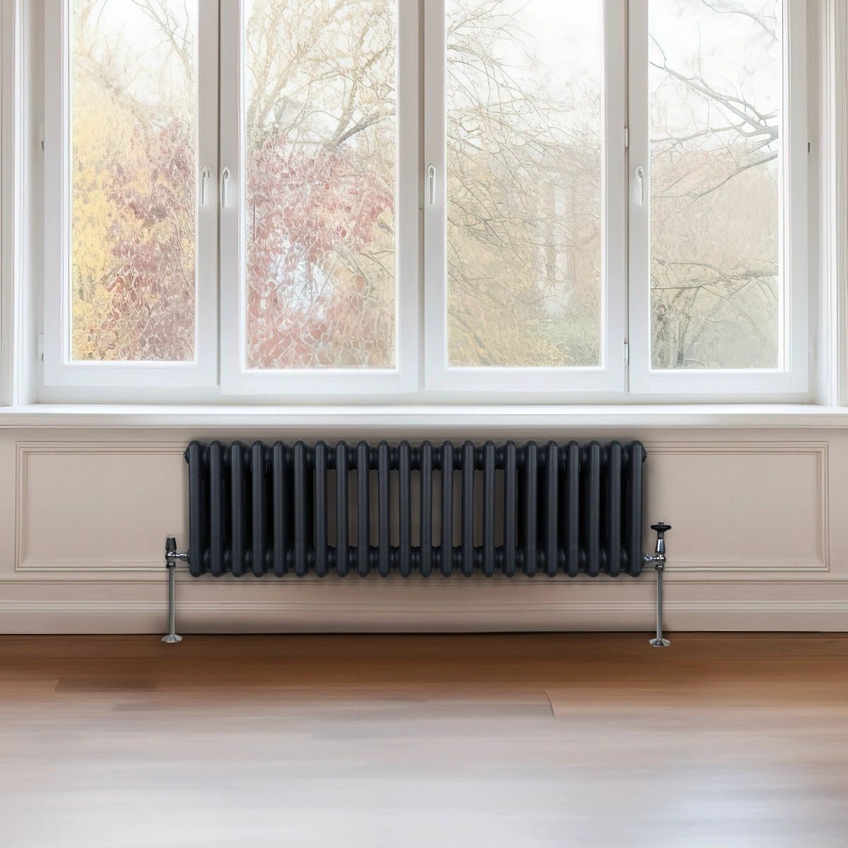 Premium Traditional 3 Column Radiator 300x1012mm Anthracite Grey Robust 1.5mm Carbon Steel for Efficient Home Heating by Monster Shop