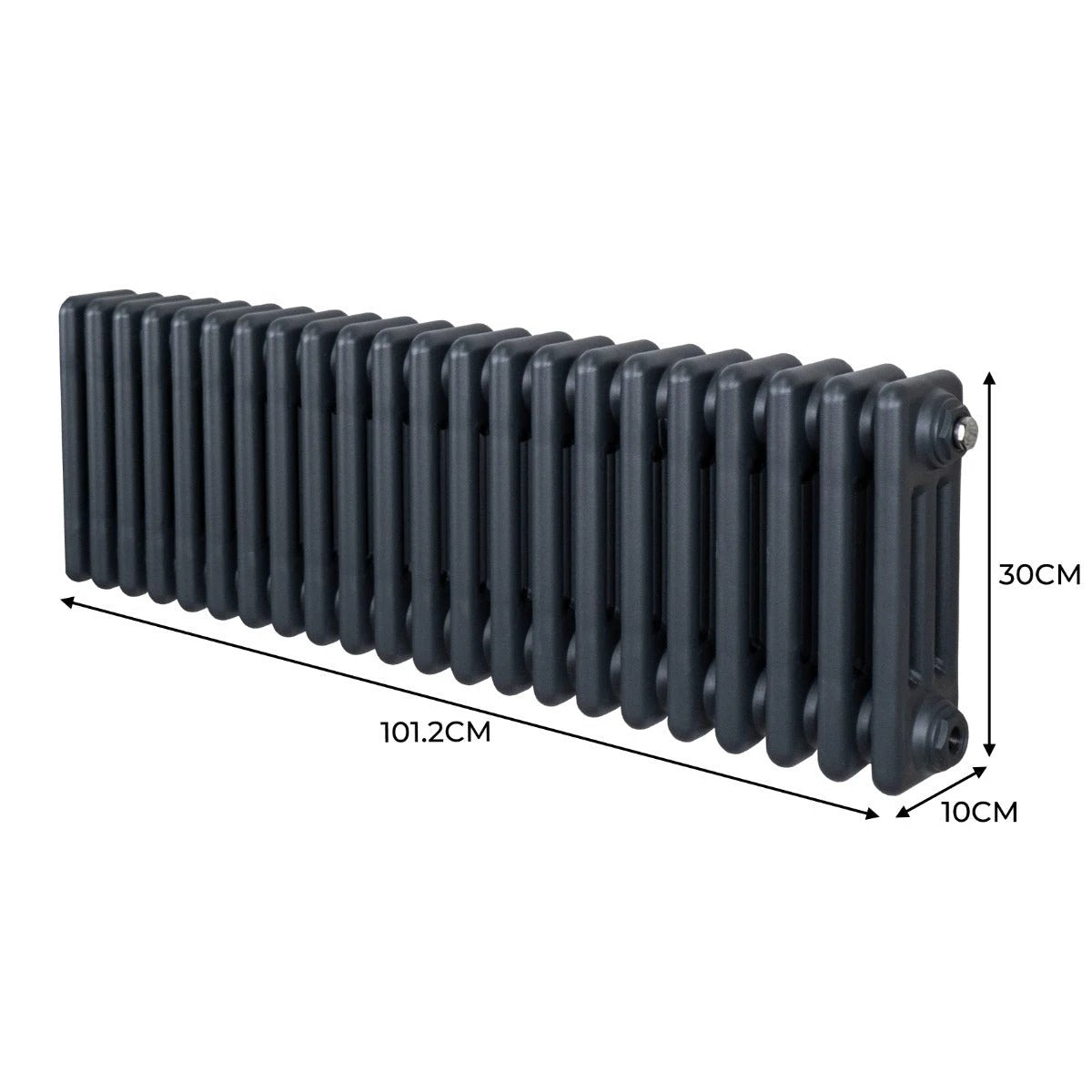 Premium Traditional 3 Column Radiator 300x1012mm Anthracite Grey Robust 1.5mm Carbon Steel for Efficient Home Heating by Monster Shop