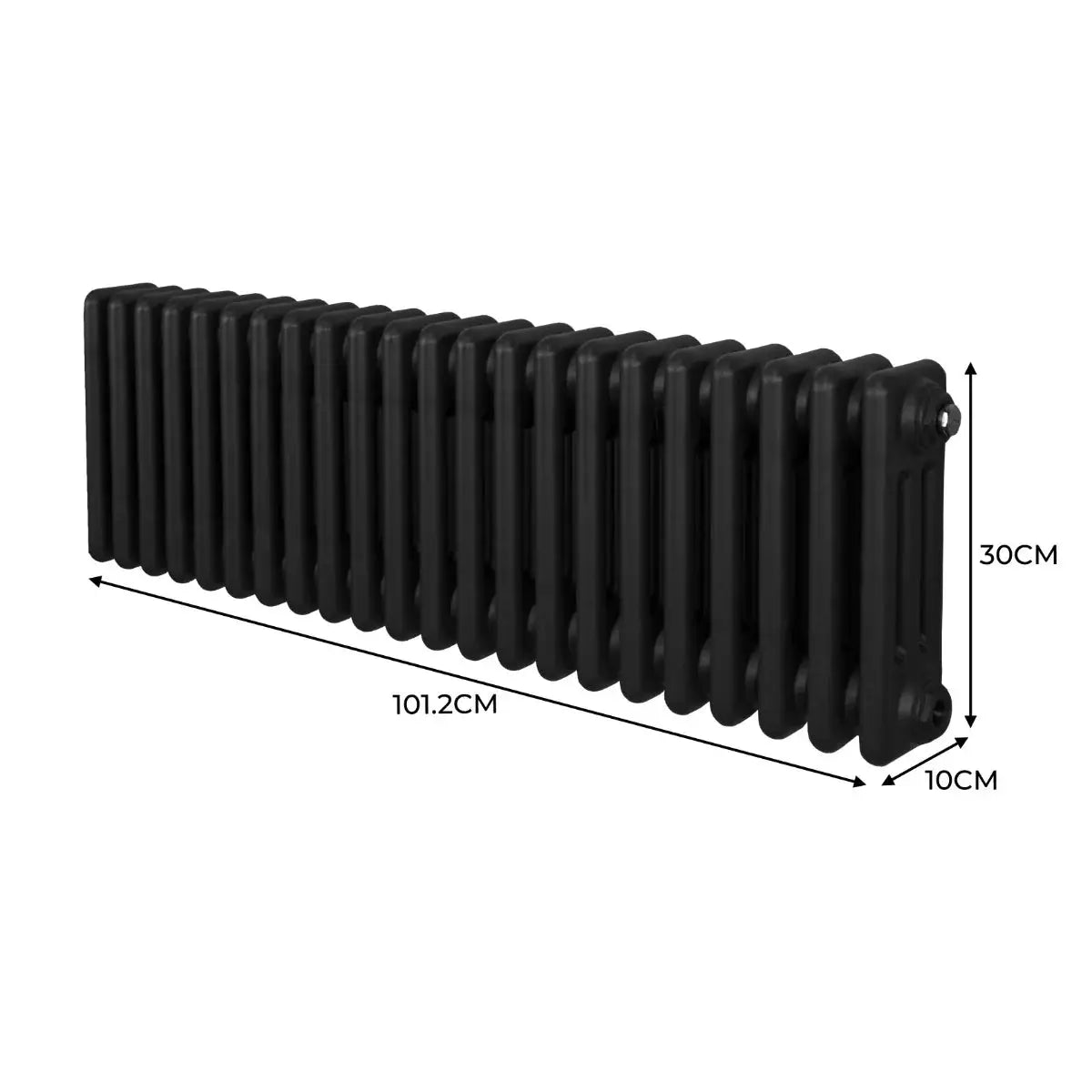Monster Shop Traditional 3 Column Radiator - 300 x 1012mm - Black -