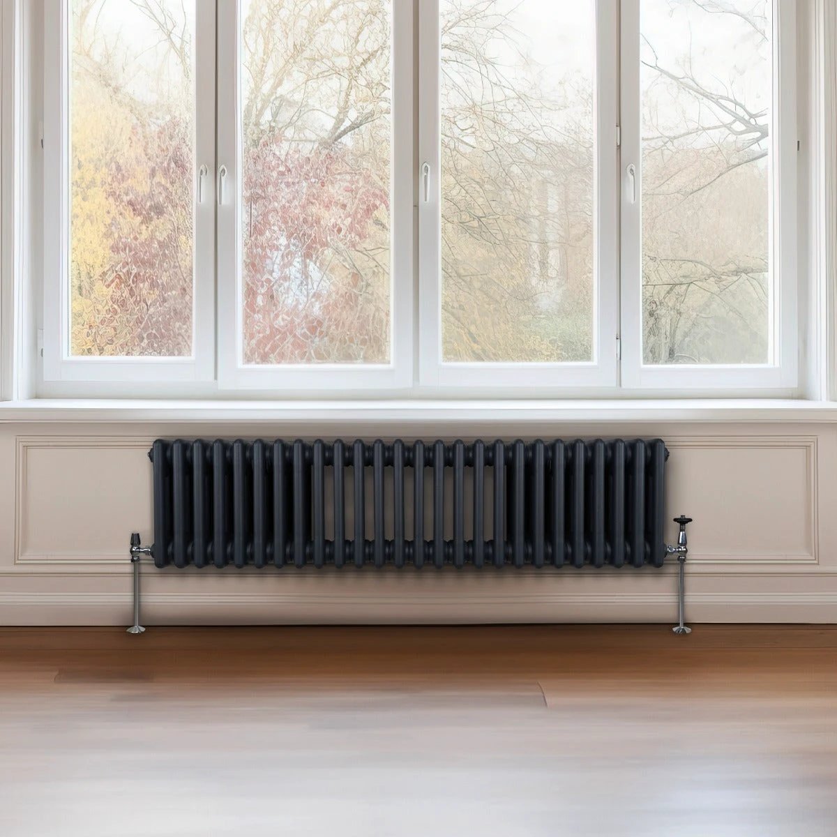 Premium Radiator 300 X 1192mm Three-Column Anthracite Grey For Traditional Home Interiors by Monster Shop