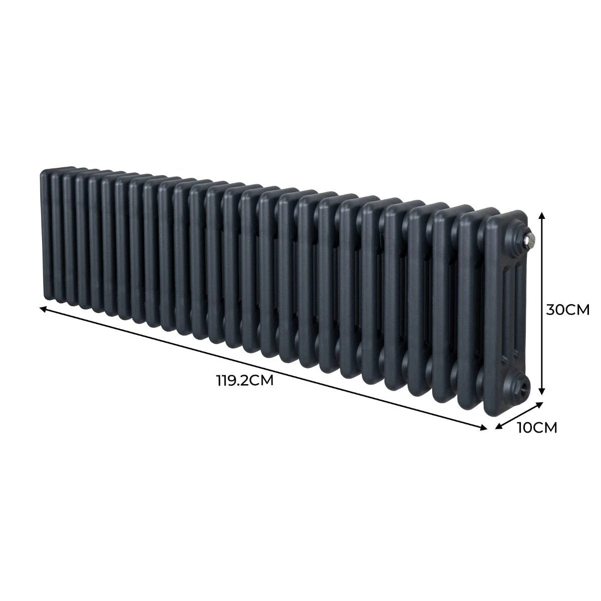 Premium Radiator 300 X 1192mm Three-Column Anthracite Grey For Traditional Home Interiors by Monster Shop