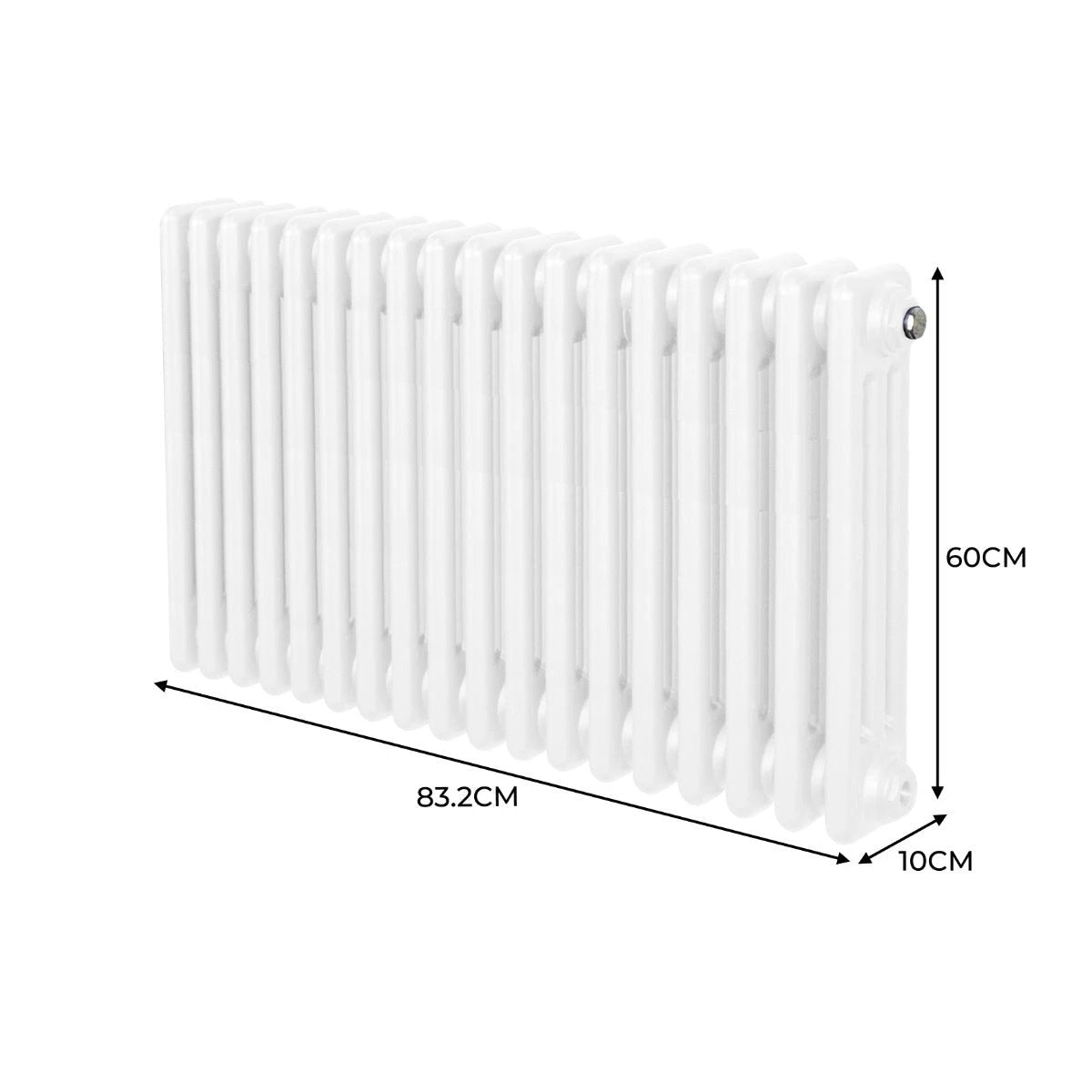 Traditional 3 Column Radiator 600 x 832mm White Carbon Steel Construction For Home Heating by Monster Shop