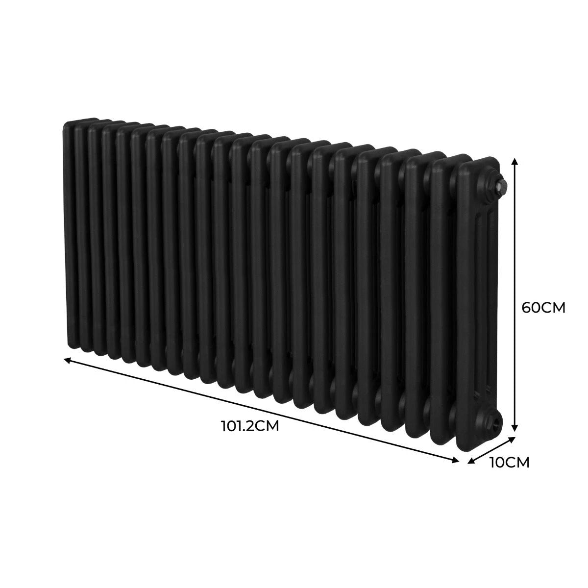 Monster Shop Classic 3 Column Radiator 600x1012mm Black Home - Radiator