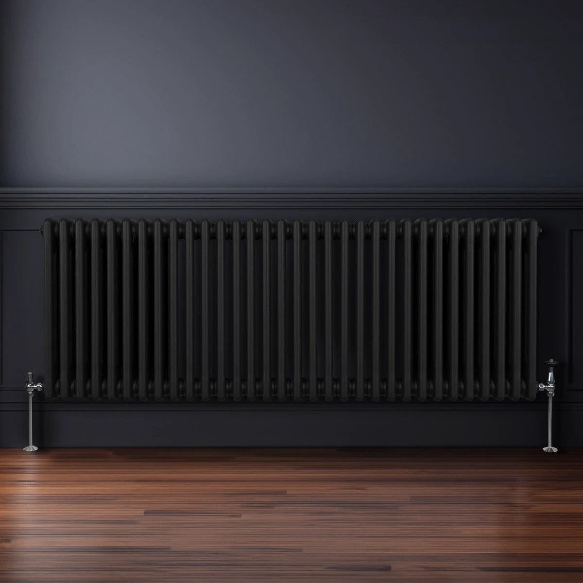 Monster Shop Premium Radiator 600x1462mm Black Traditional Three Column Carbon Steel High Efficiency Home Heating - Radiator