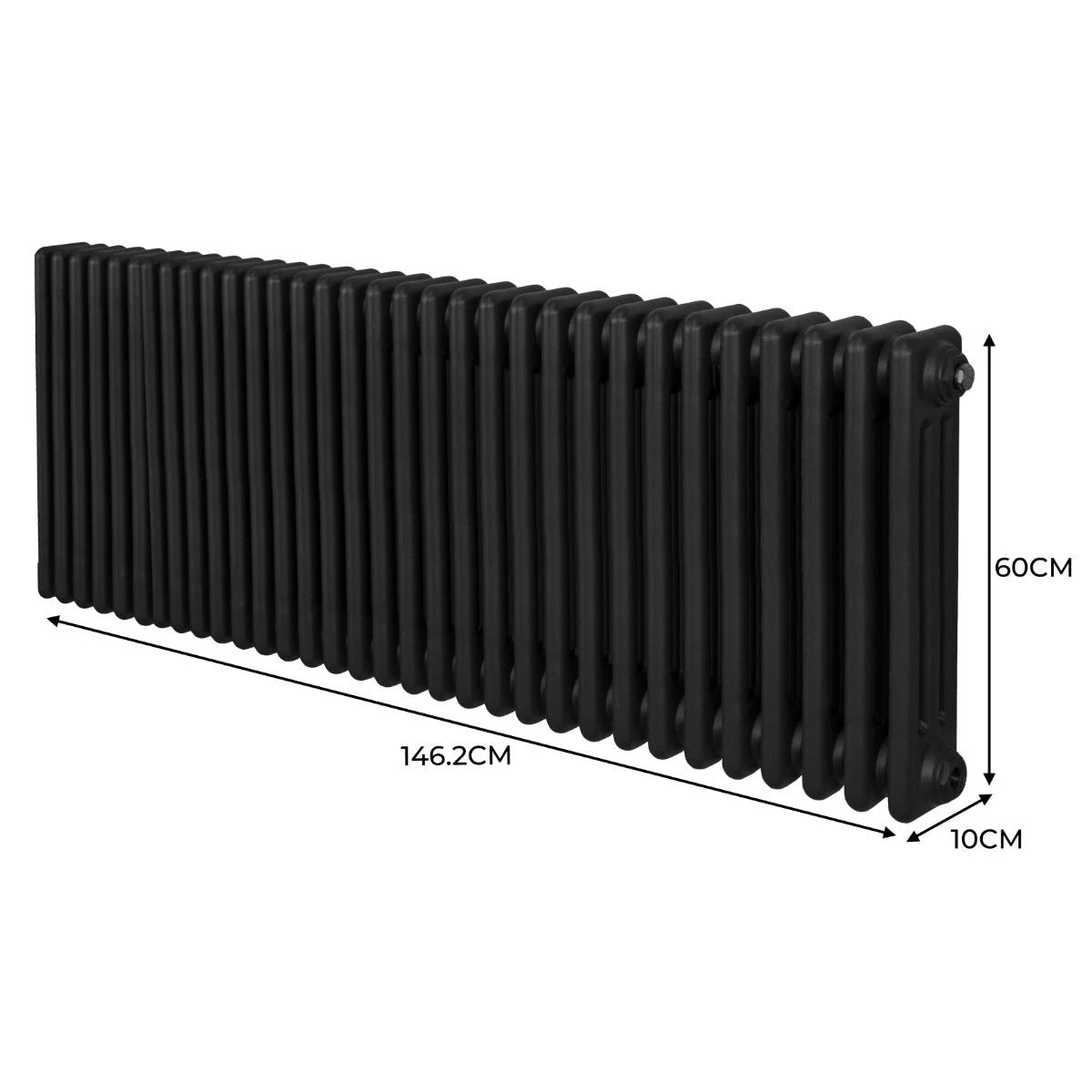 Monster Shop Premium Radiator 600x1462mm Black Traditional Three Column Carbon Steel High Efficiency Home Heating - Radiator