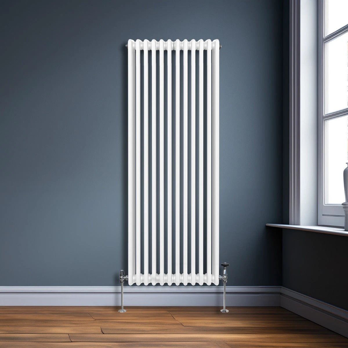 Monster Shop Traditional Three Column Radiator 1800x562mm White Finish Premium Carbon Steel 1.5mm Ideal For Homes - Radiator