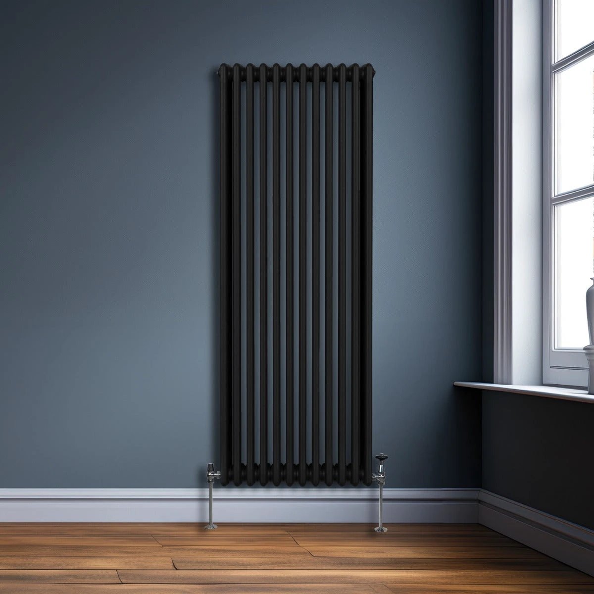 Premium Traditional 3-Column Radiator 1800x562mm Black Carbon Steel Home Heating by Monster Shop