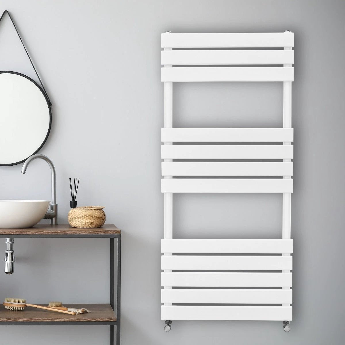 Premium Flat Panel Towel Radiator 1200x500 White by Monster Shop
