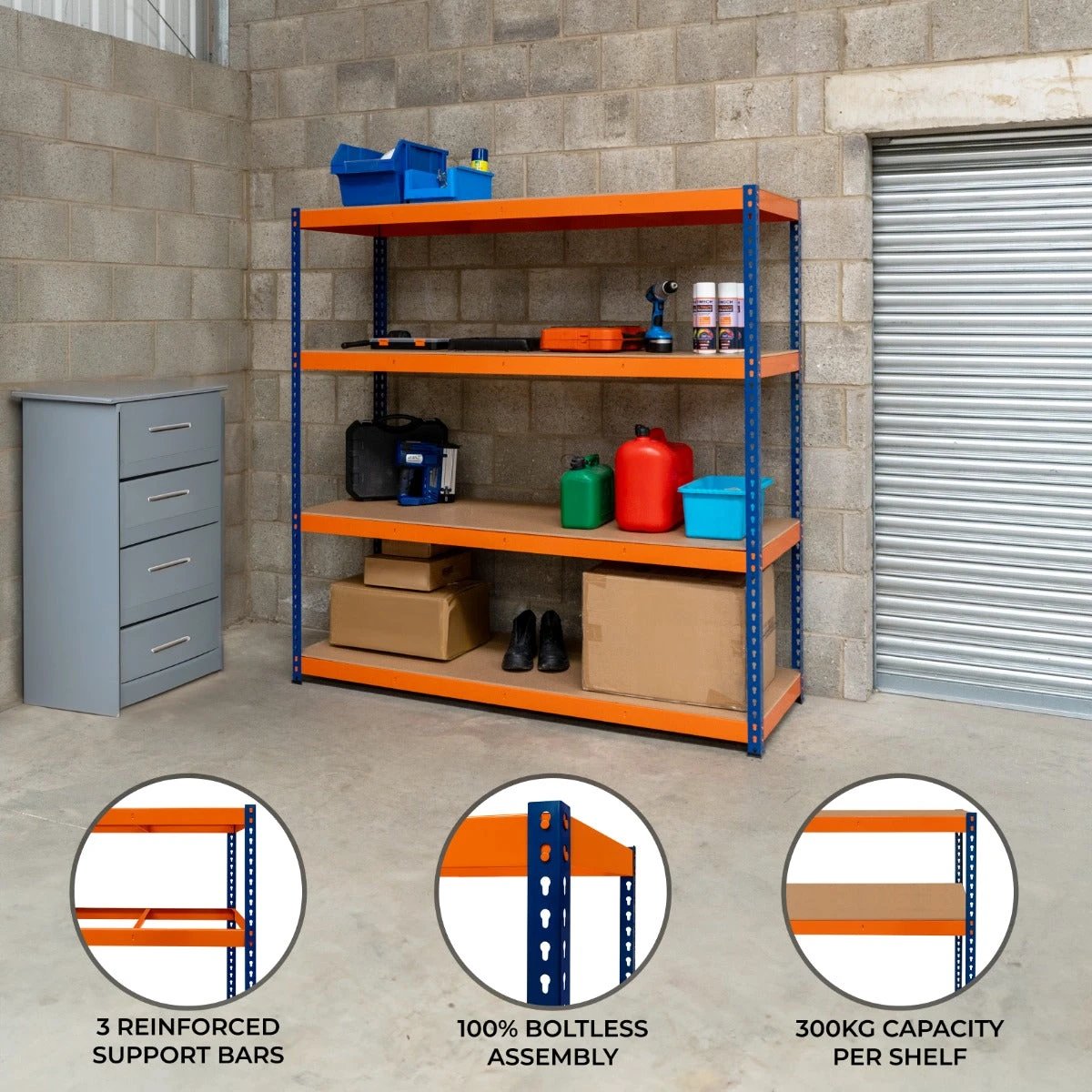 S-Rax 4 Shelf Racking - 180cm x 180cm x 60cm by Monster Shop