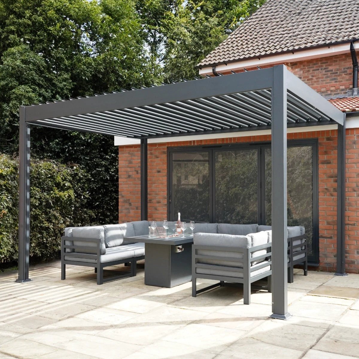 Monster Shop Anthracite Aluminium Pergola 3m x 3m Powder Coated Frame For Outdoor Living And Garden Spaces - Uncategorized Gazebos
