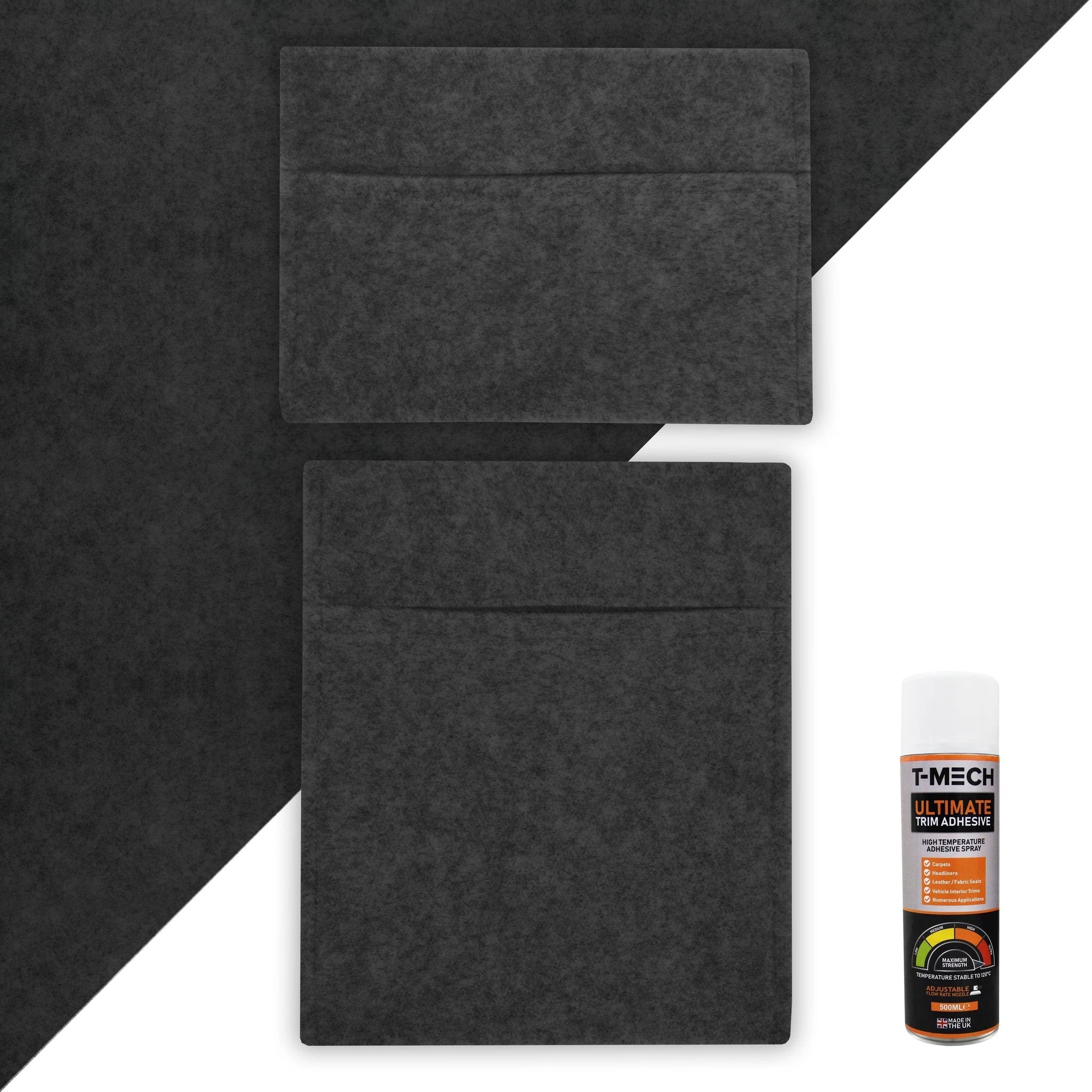 Monster Shop Anthracite Grey Van Carpet Lining, Storage Pouches & Adhesive Glue -