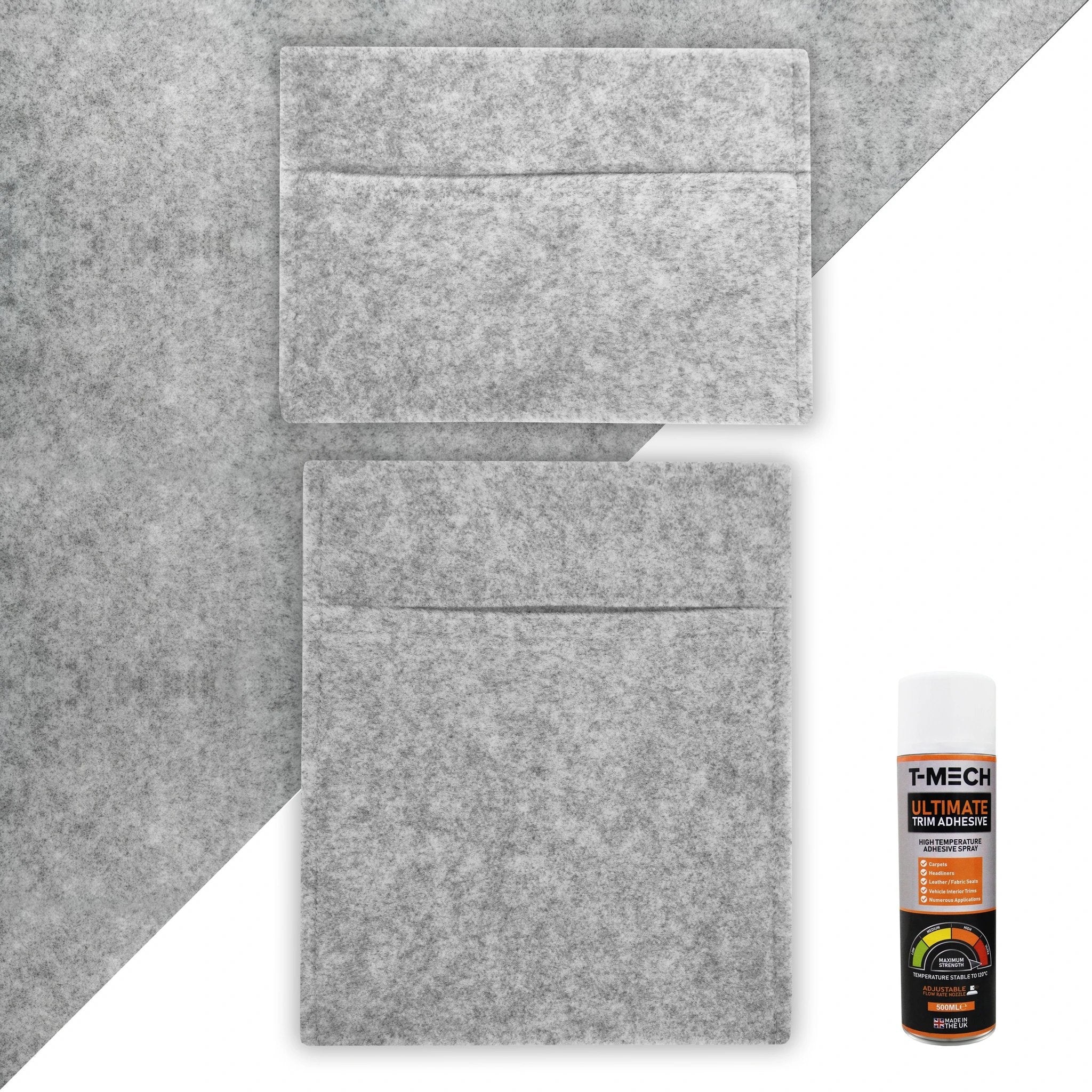 Silver Grey Van Carpet Lining, Storage Pouches & Adhesive Glue by Monster Shop