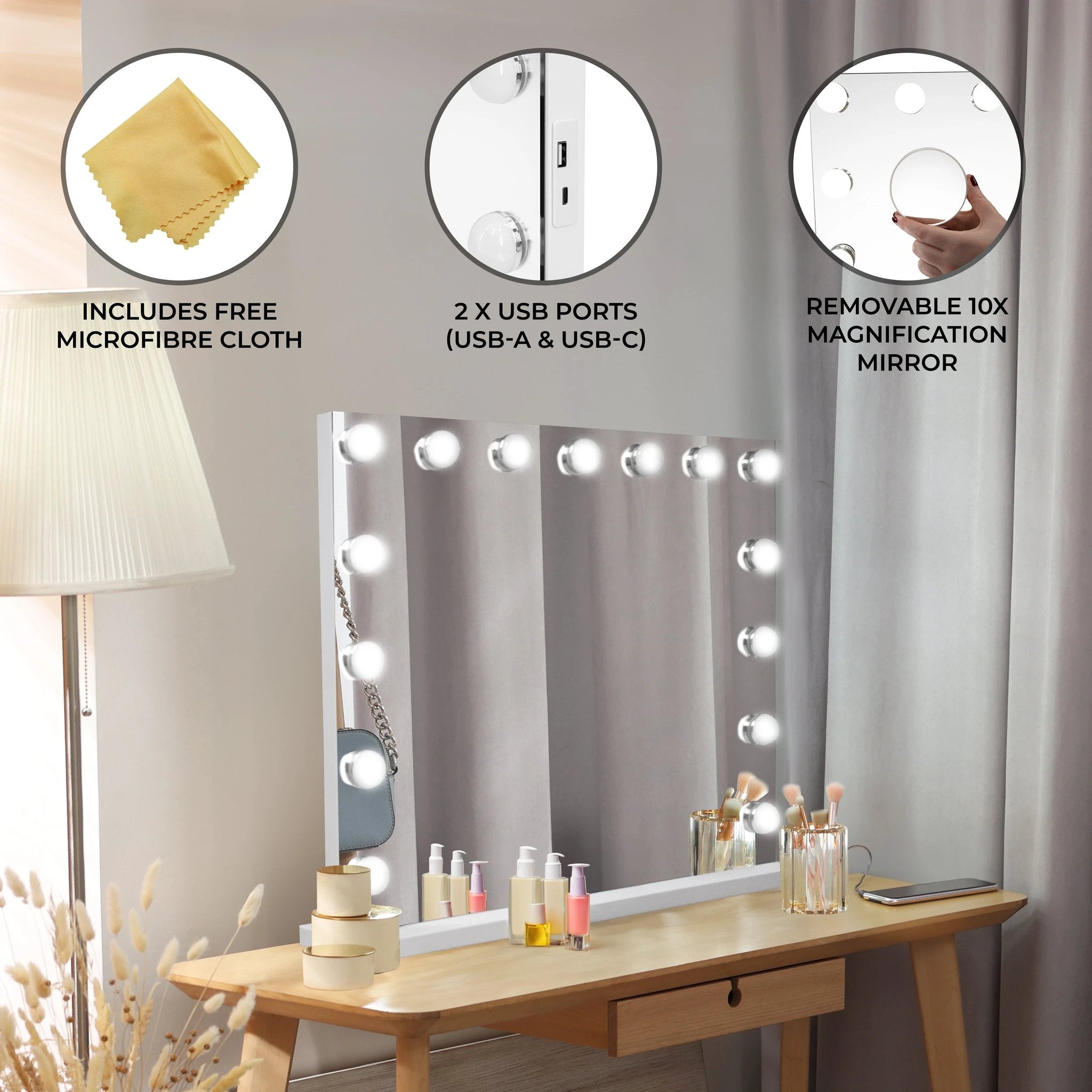 LED Bluetooth Mirror - 58 x 46cm by Monster Shop