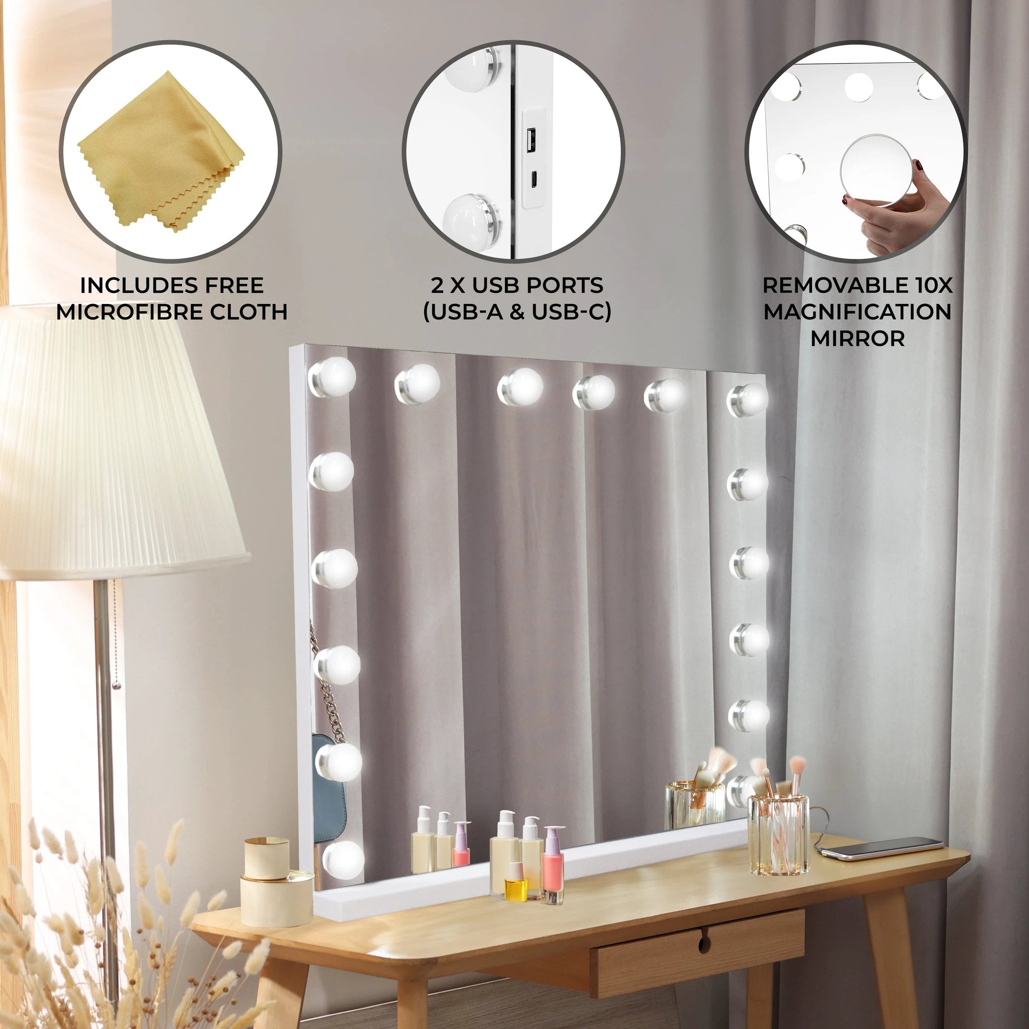 Monster Shop LED Bluetooth Mirror - 80 x 60cm -