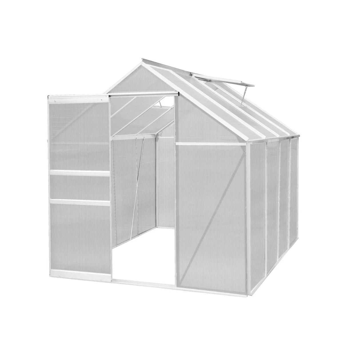 Polycarbonate Greenhouse 6ft x 8ft – Silver by Monster Shop