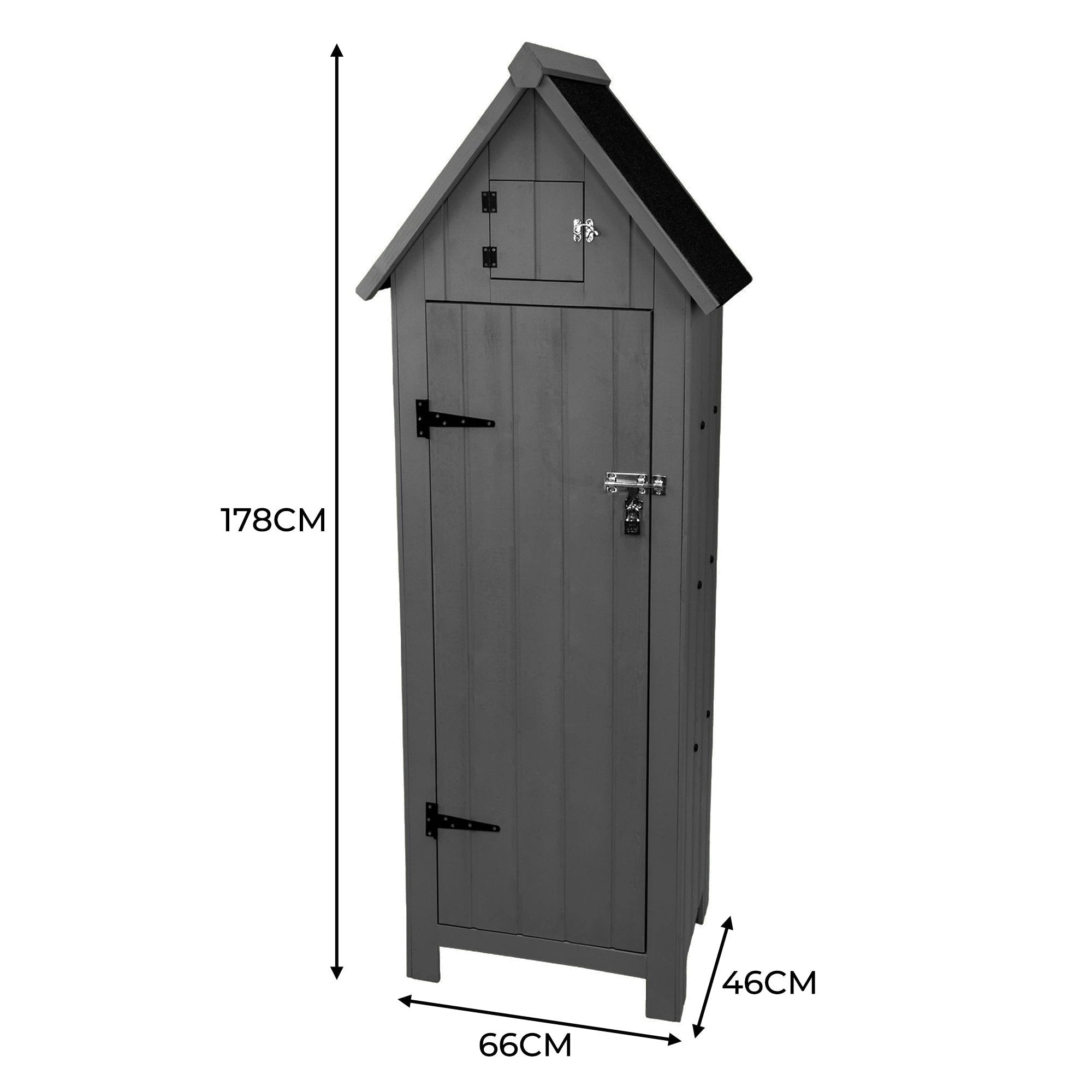 Premium Wooden Garden Shed Narrow Tall Three Corner Shelves Dark Grey For Garden Tools by Monster Shop