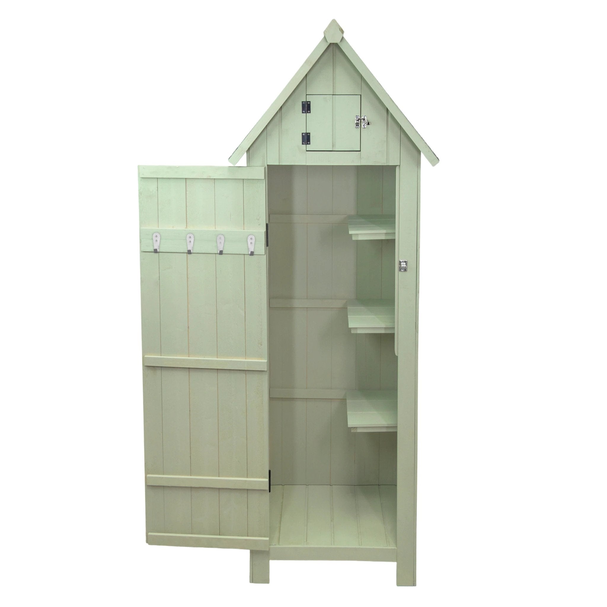 EcoWood Garden Shed Compact 6x4 Ft Interior Shelves Locking Door for Gardeners Outdoor Use by Monster Shop
