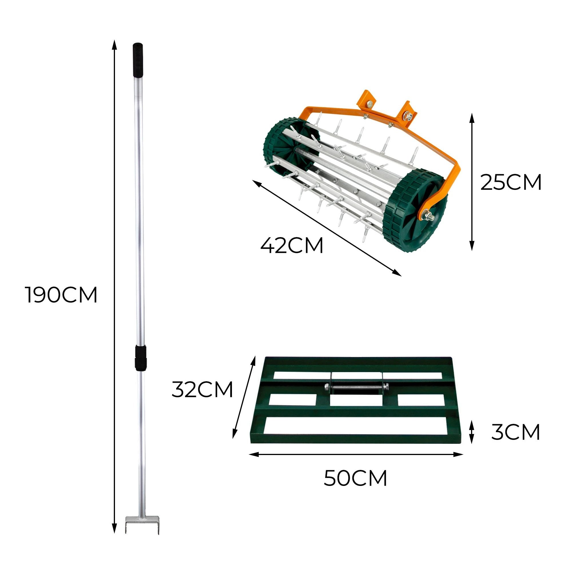 Monster Shop 50cm Lawn Leveller & Aerator – Green -